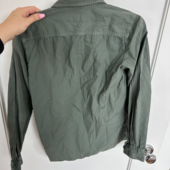 Dries Van Noten Button Down Shirt In Army Green Sz 34 Front Flap Pockets - Picture 6 of 7